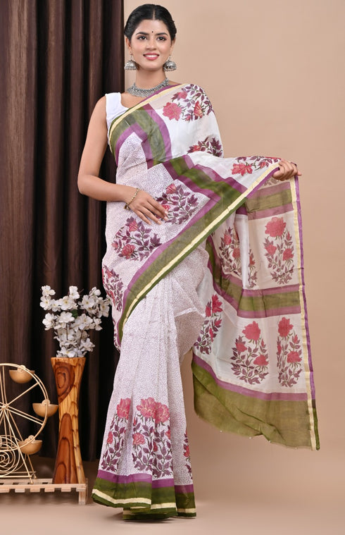Buta Print Chanderi Silk Saree (CHSAR13)